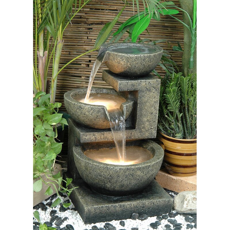 resin water fountain with light